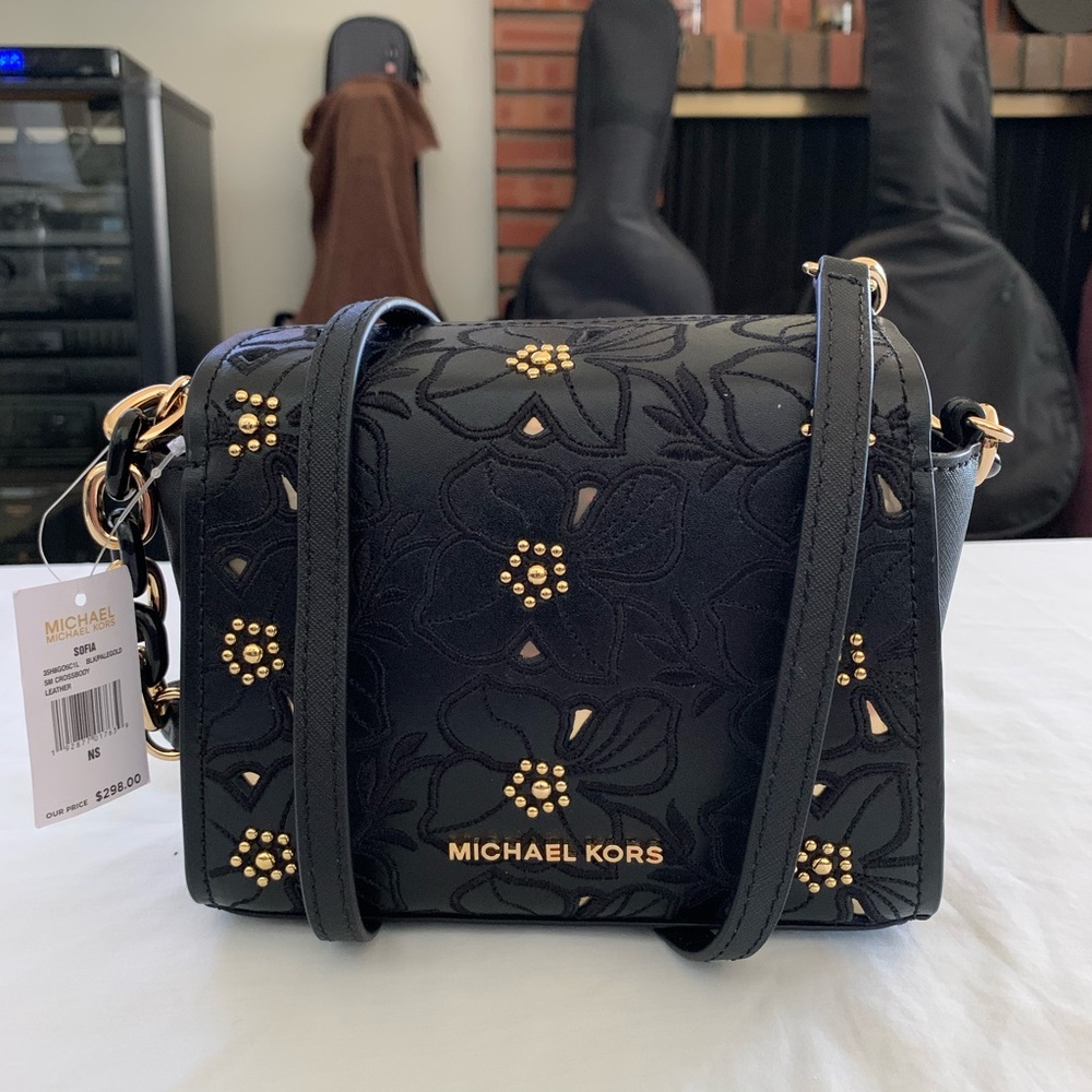 Michael Kors Sofia Perforated Floral Studded Bag